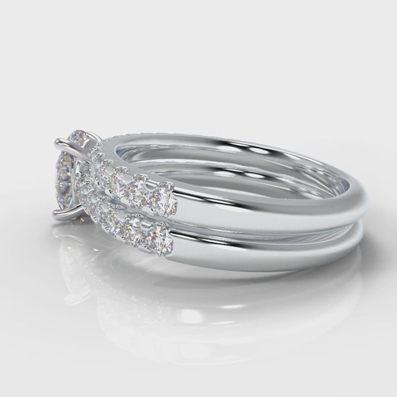 Carrée Micropavé Oval Diamond Bridal Set