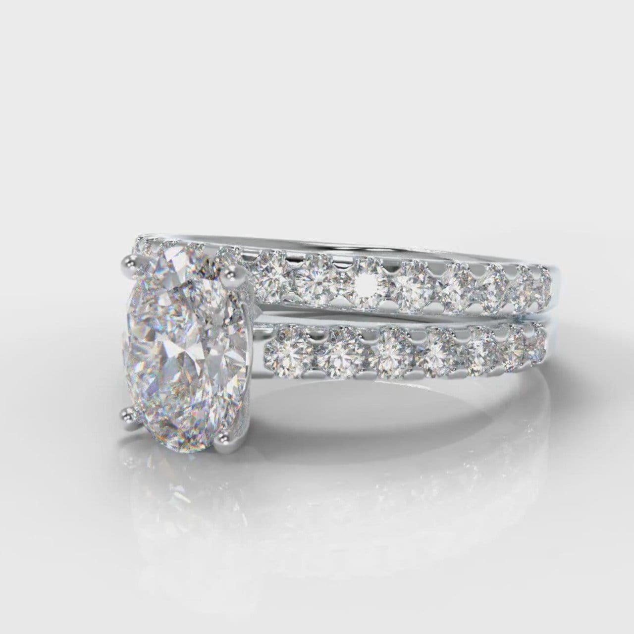 Carrée Micropavé Oval Diamond Bridal Set