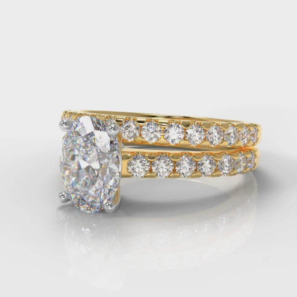 Carrée Micropavé Oval Diamond Bridal Set - Yellow Gold