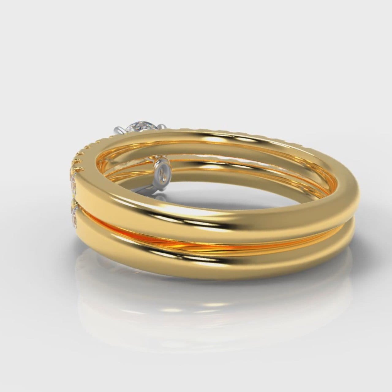 Carrée Micropavé Oval Diamond Bridal Set - Yellow Gold