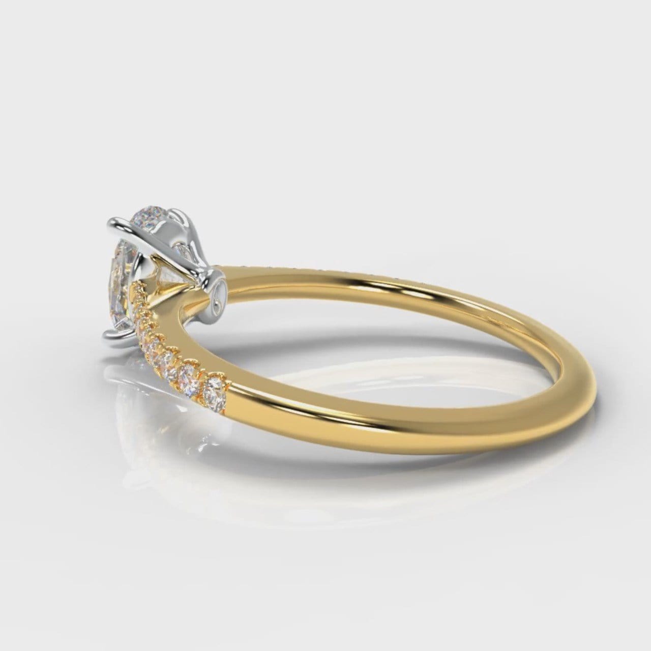 Petite Micropavé Oval Diamond Engagement Ring - Yellow Gold