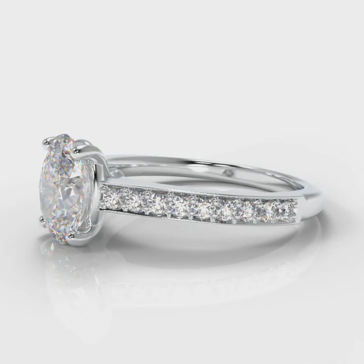 Pavé Oval Diamond Engagement Ring