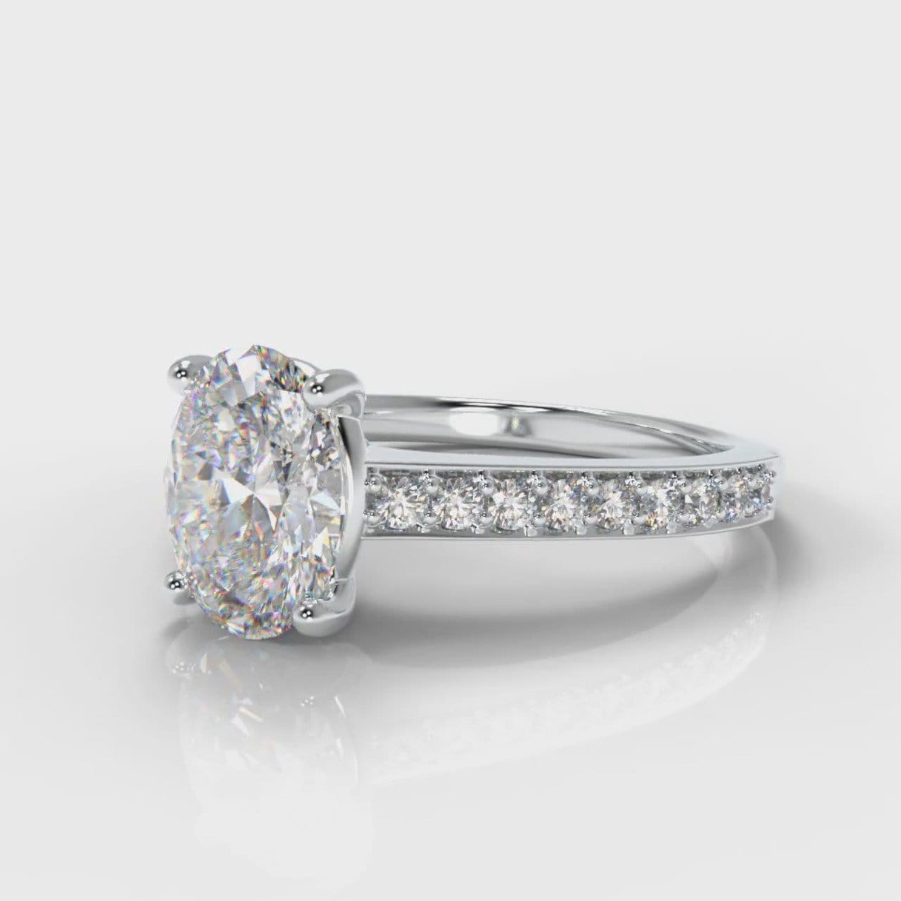 Pavé Oval Diamond Engagement Ring