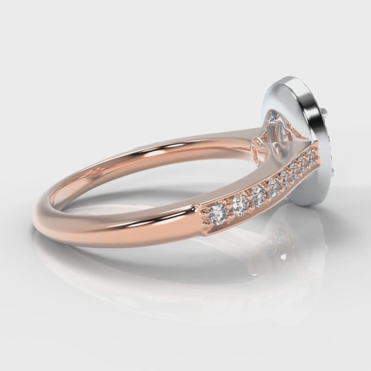 Pavé Oval Diamond Halo Engagement Ring - Two Tone Rose Gold