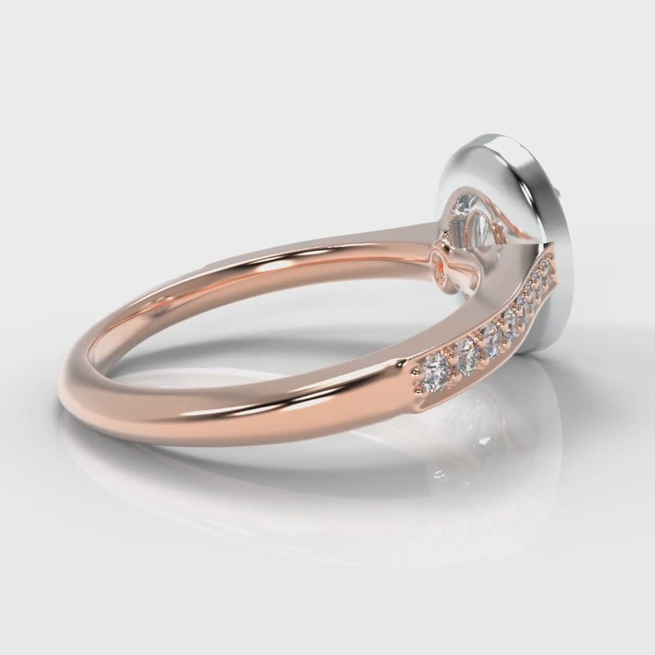 Pavé Oval Diamond Halo Engagement Ring - Two Tone Rose Gold