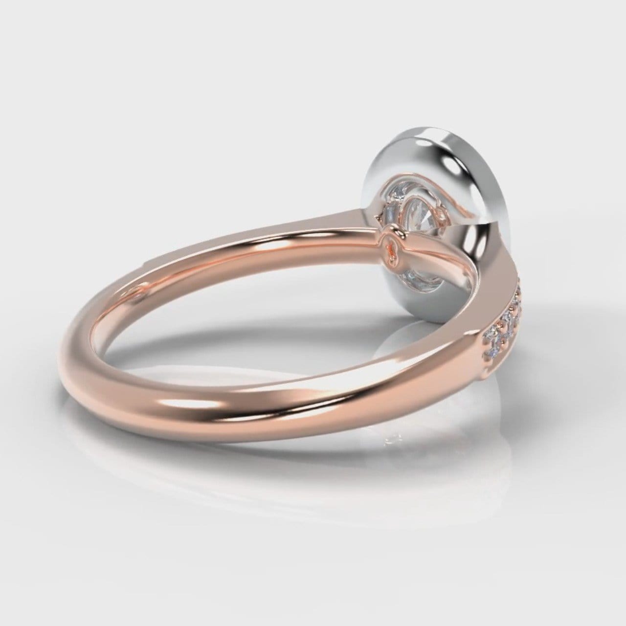 Pavé Oval Diamond Halo Engagement Ring - Two Tone Rose Gold
