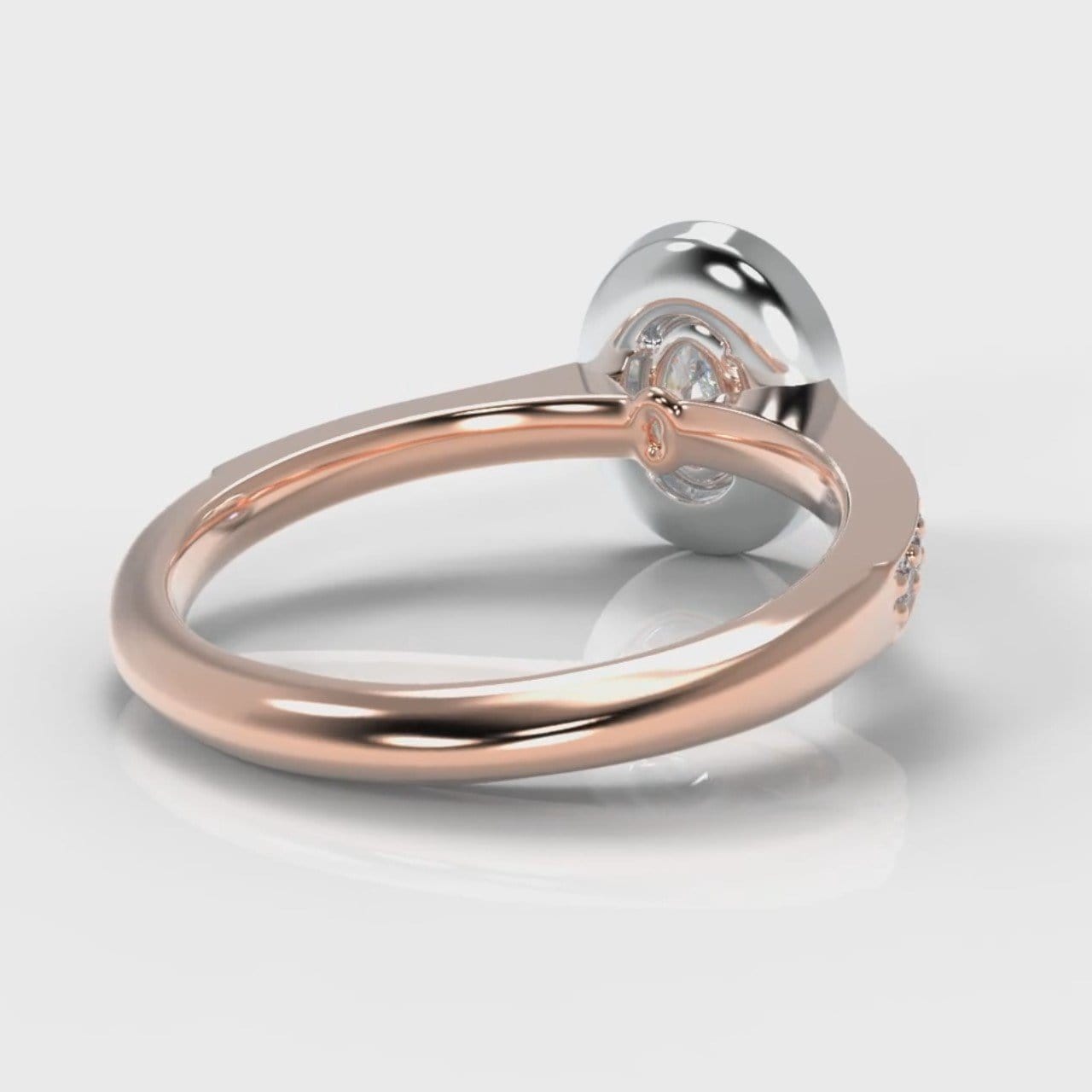 Pavé Oval Diamond Halo Engagement Ring - Two Tone Rose Gold