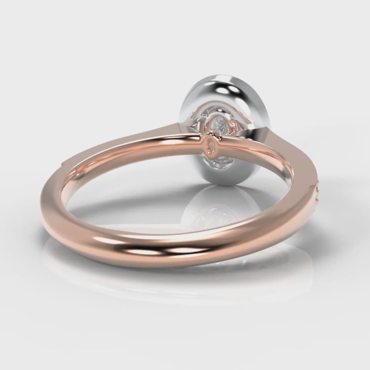 Pavé Oval Diamond Halo Engagement Ring - Two Tone Rose Gold