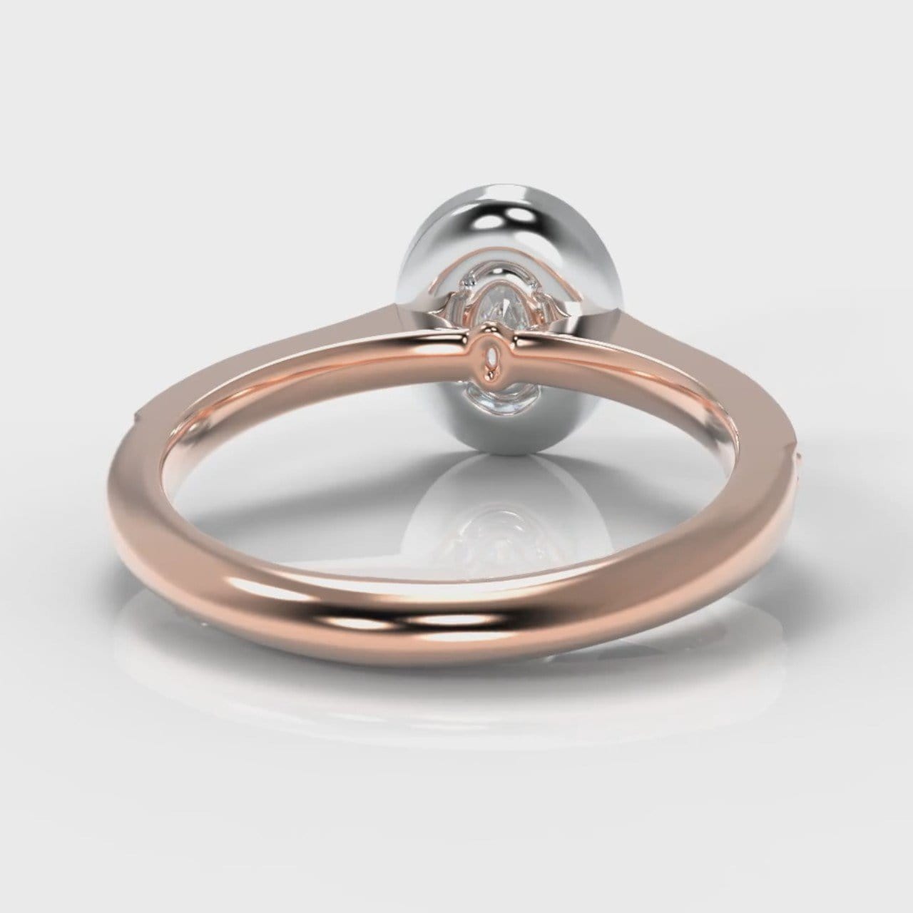 Pavé Oval Diamond Halo Engagement Ring - Two Tone Rose Gold