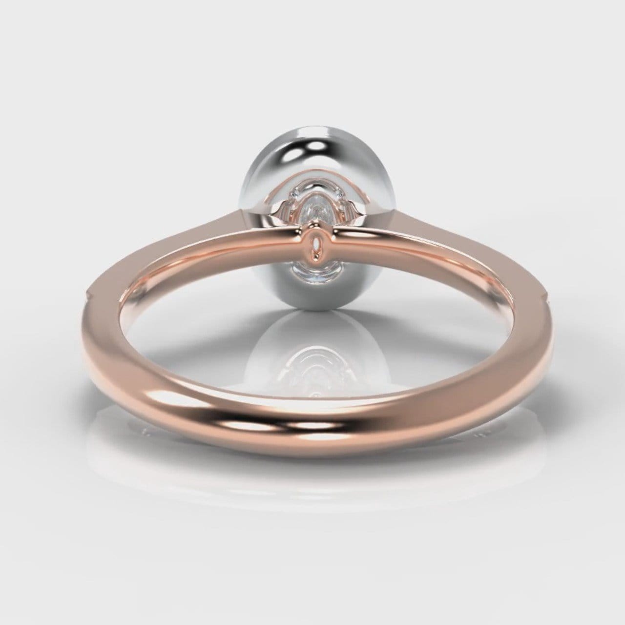 Pavé Oval Diamond Halo Engagement Ring - Two Tone Rose Gold