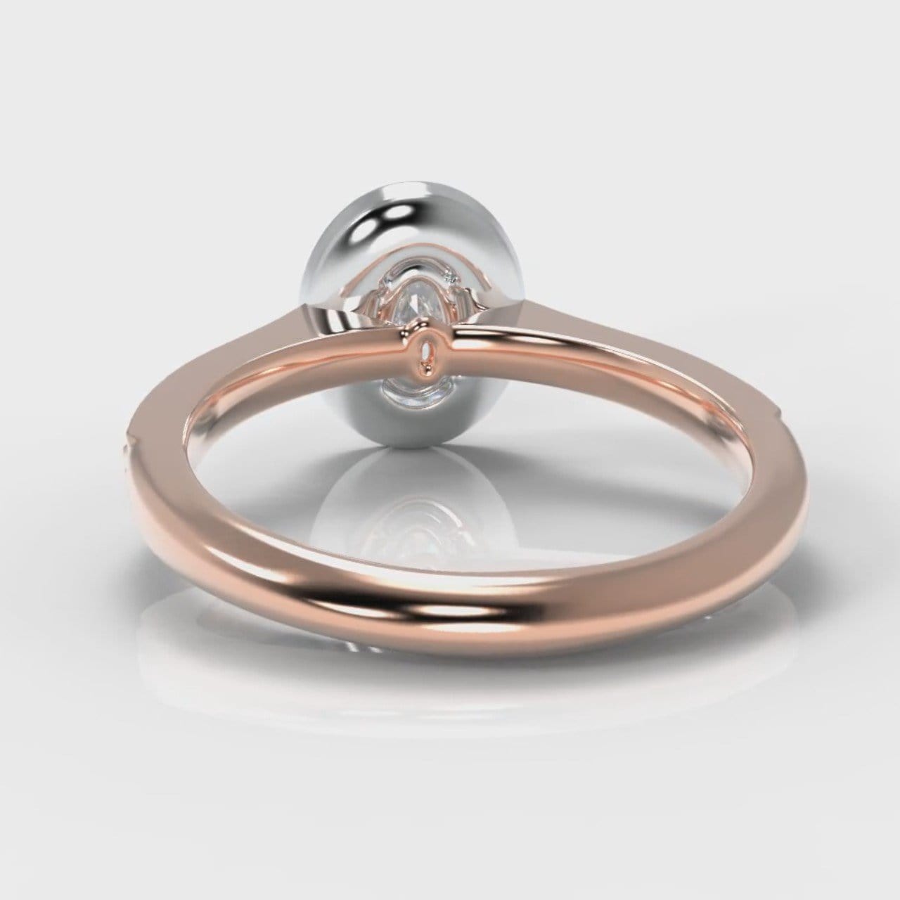 Pavé Oval Diamond Halo Engagement Ring - Two Tone Rose Gold