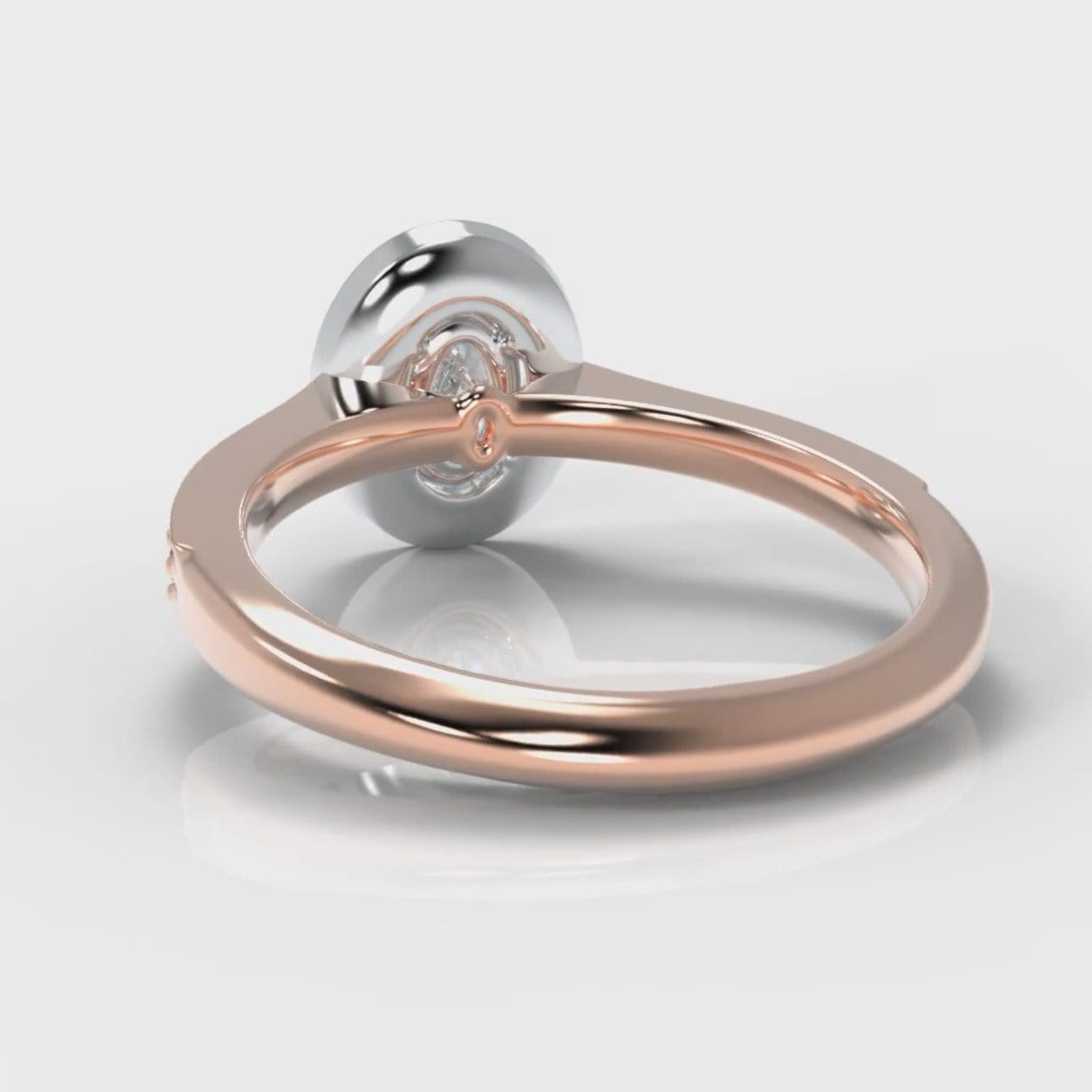 Pavé Oval Diamond Halo Engagement Ring - Two Tone Rose Gold