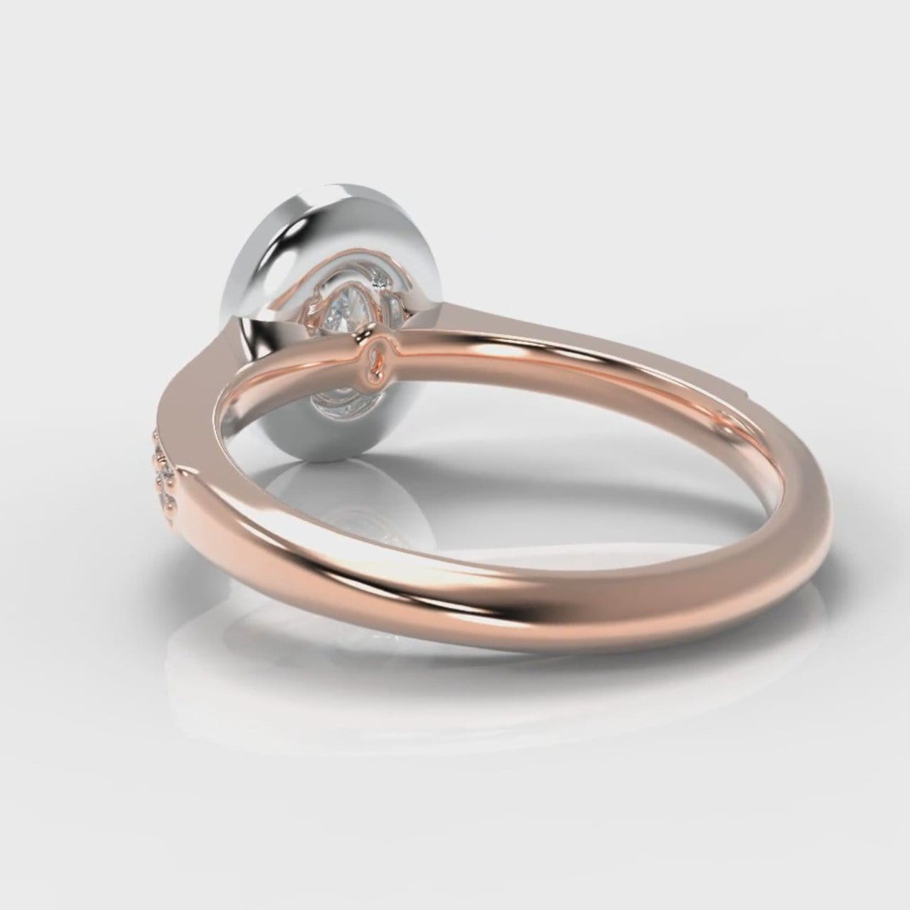 Pavé Oval Diamond Halo Engagement Ring - Two Tone Rose Gold