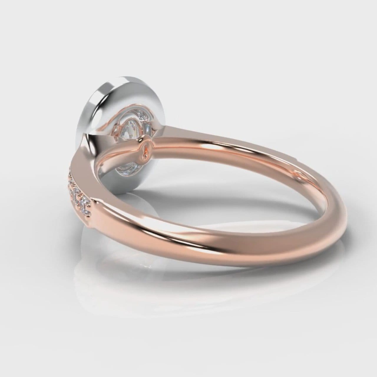 Pavé Oval Diamond Halo Engagement Ring - Two Tone Rose Gold