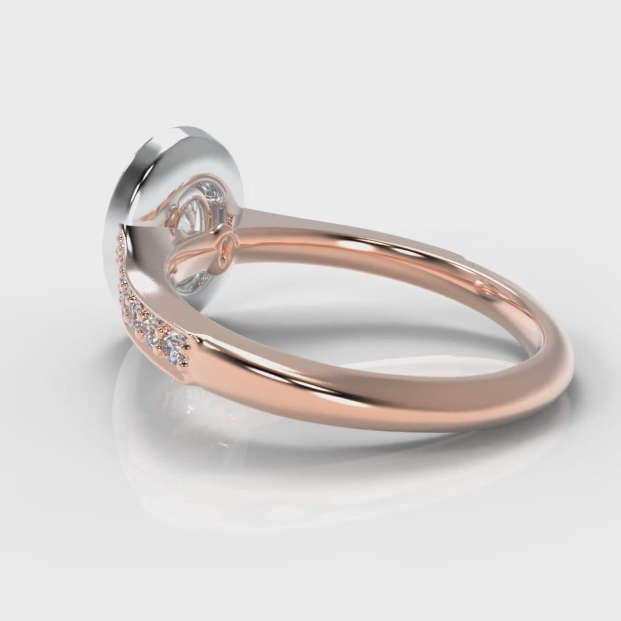 Pavé Oval Diamond Halo Engagement Ring - Two Tone Rose Gold
