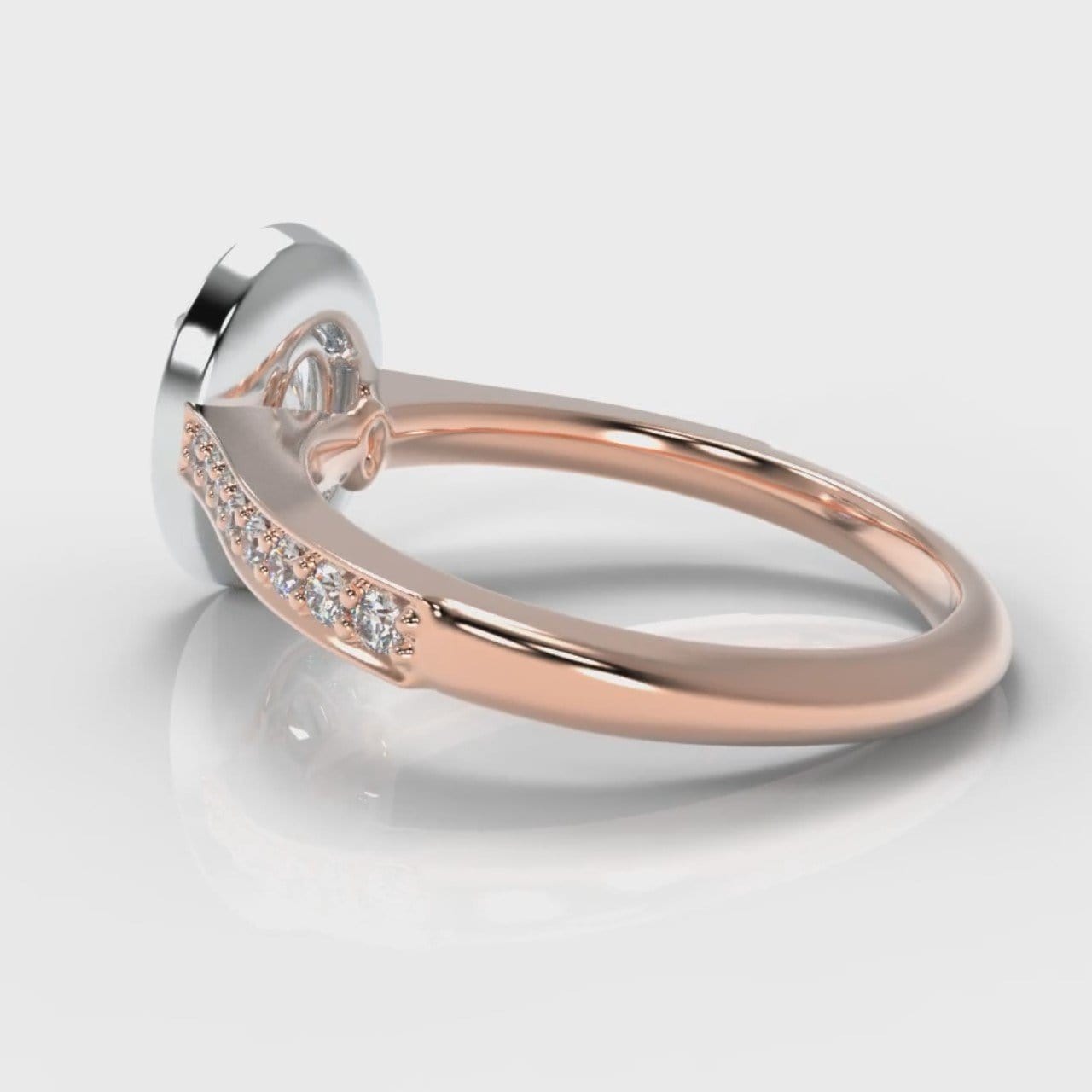 Pavé Oval Diamond Halo Engagement Ring - Two Tone Rose Gold