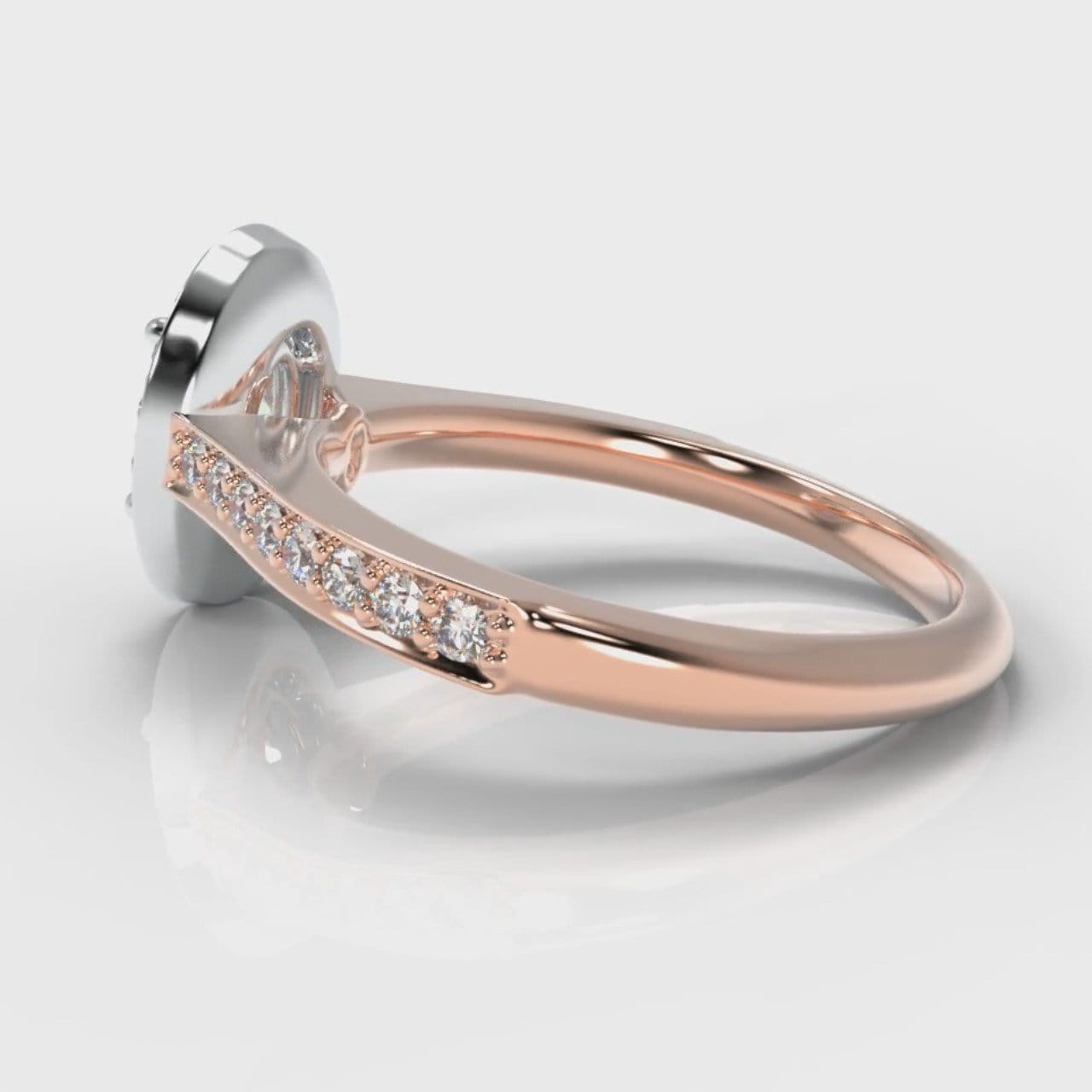 Pavé Oval Diamond Halo Engagement Ring - Two Tone Rose Gold