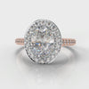 Pavé Oval Diamond Halo Engagement Ring - Two Tone Rose Gold