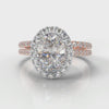 Petite Micropavé Oval Diamond Halo Bridal Set - Two Tone Rose Gold