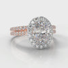 Petite Micropavé Oval Diamond Halo Bridal Set - Two Tone Rose Gold