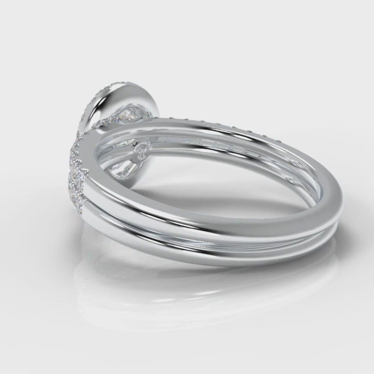 Petite Micropavé Oval Diamond Halo Bridal Set