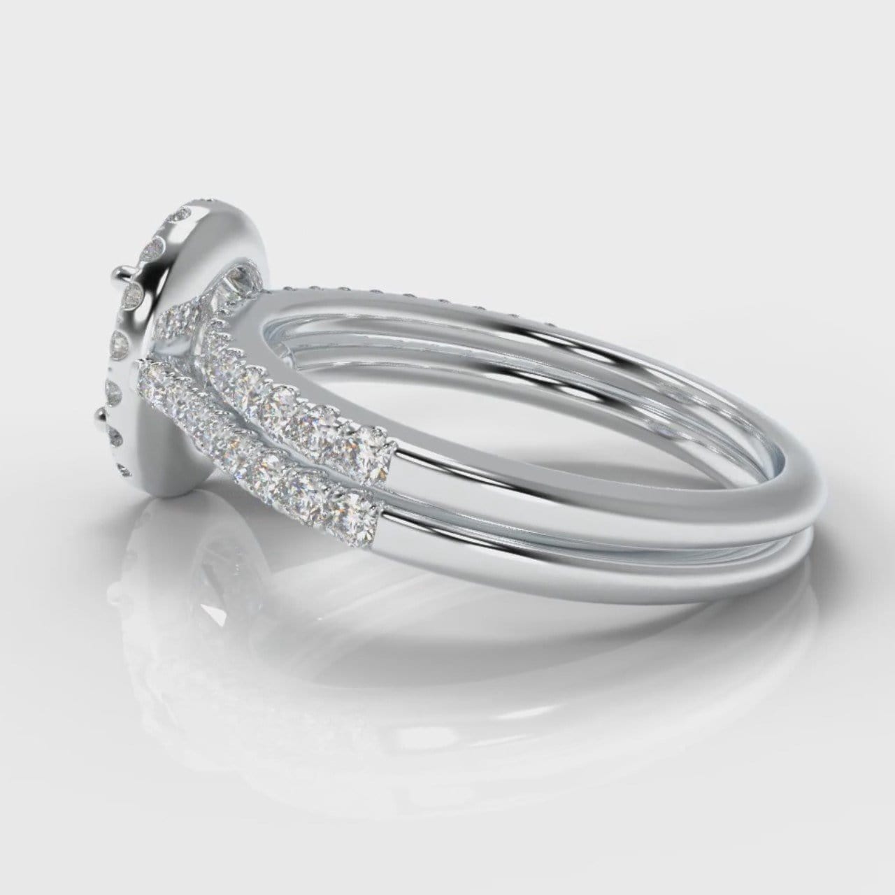 Petite Micropavé Oval Diamond Halo Bridal Set