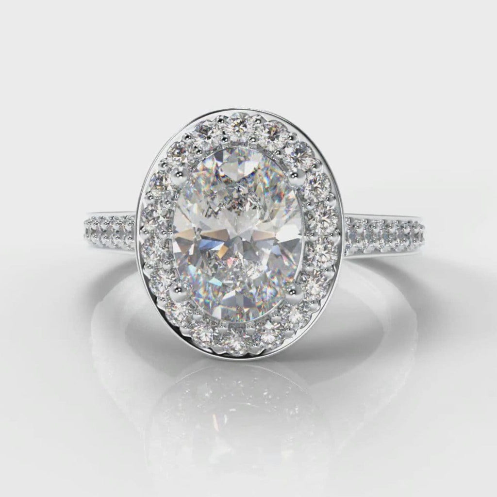 Pavé Oval Diamond Halo Engagement Ring