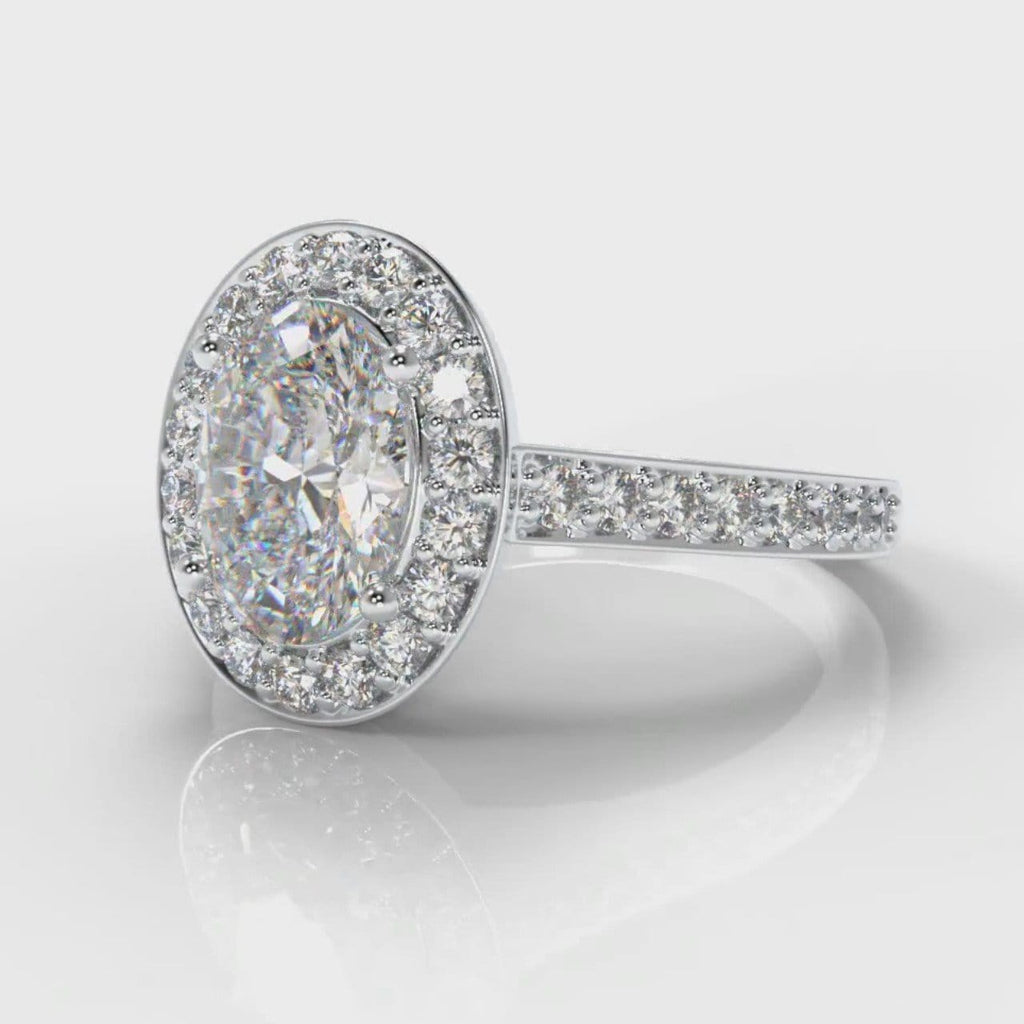 Pavé Oval Diamond Halo Engagement Ring