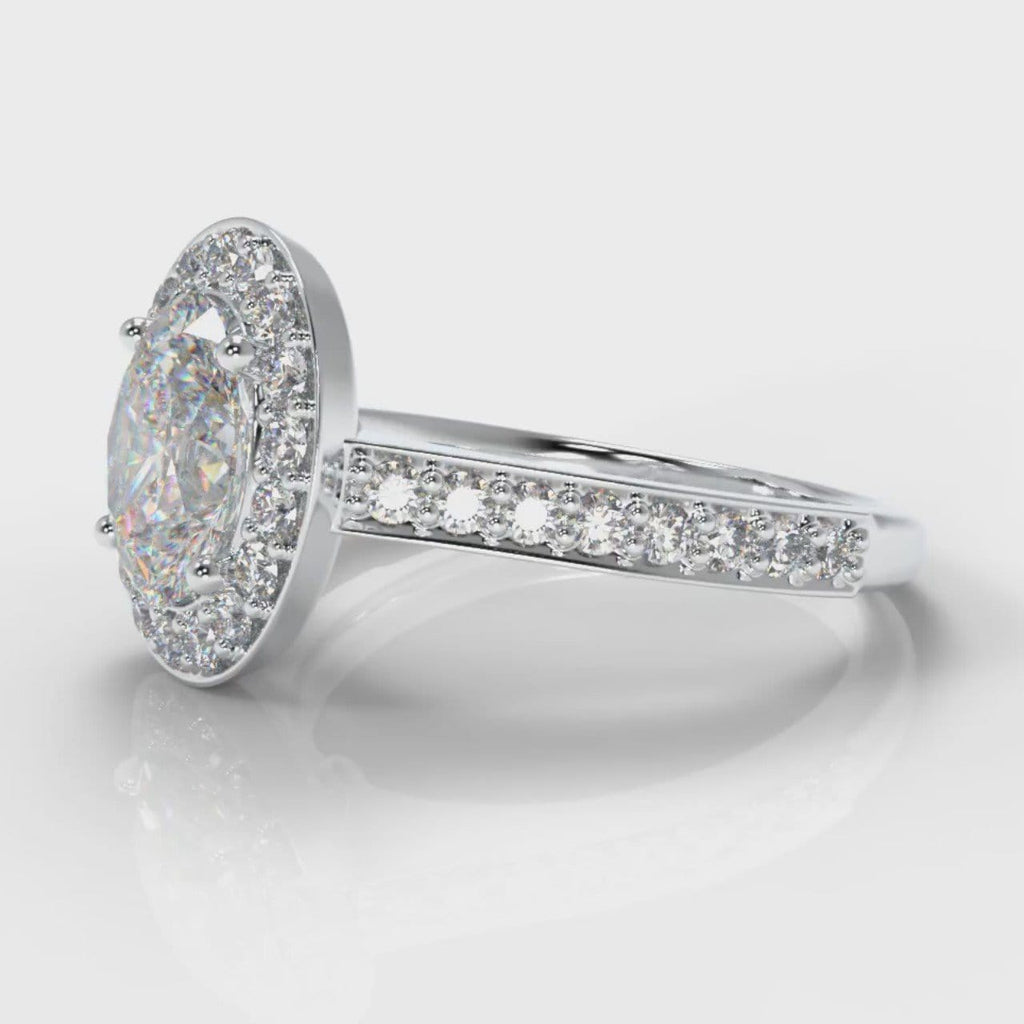 Pavé Oval Diamond Halo Engagement Ring