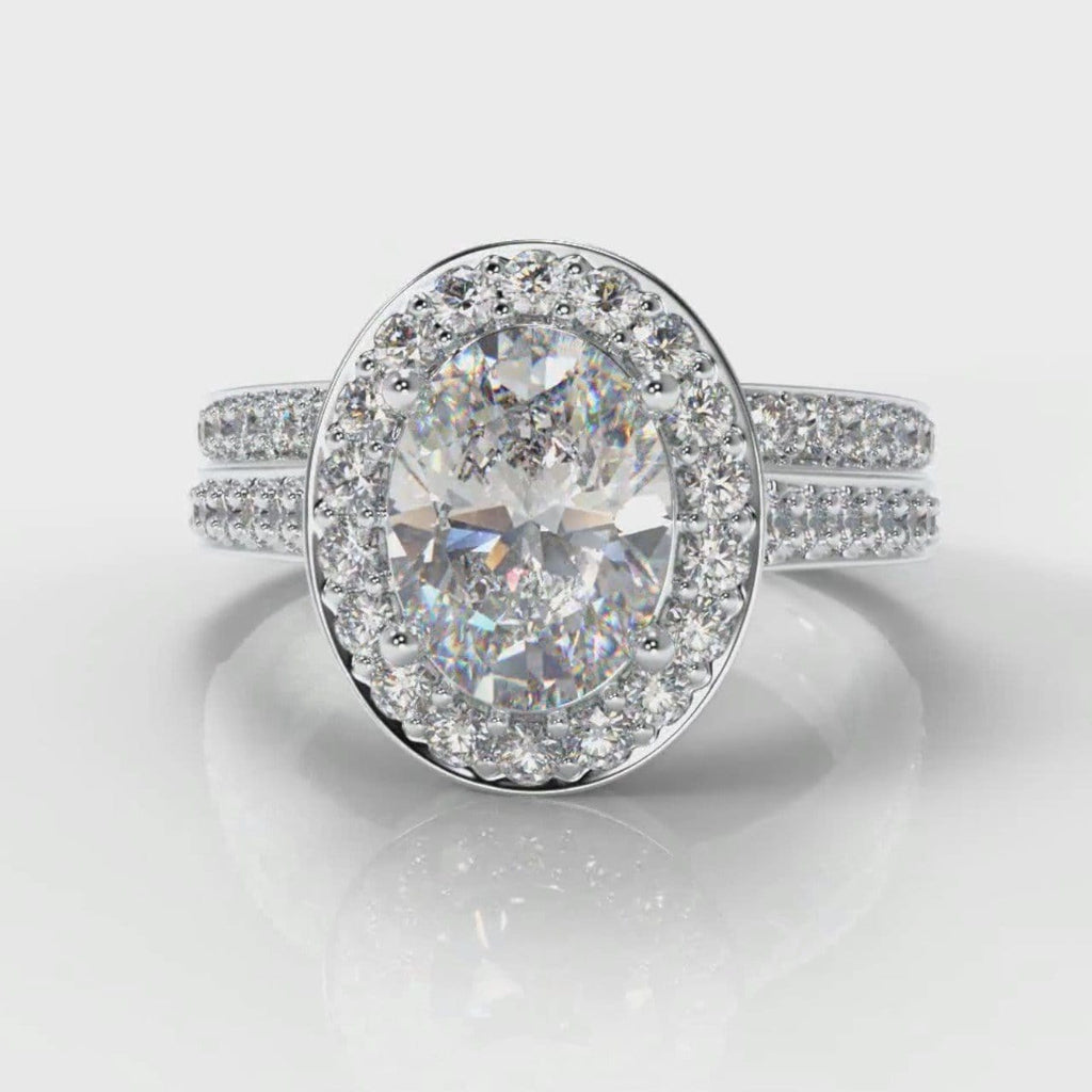 Pavé Oval Diamond Halo Bridal Set