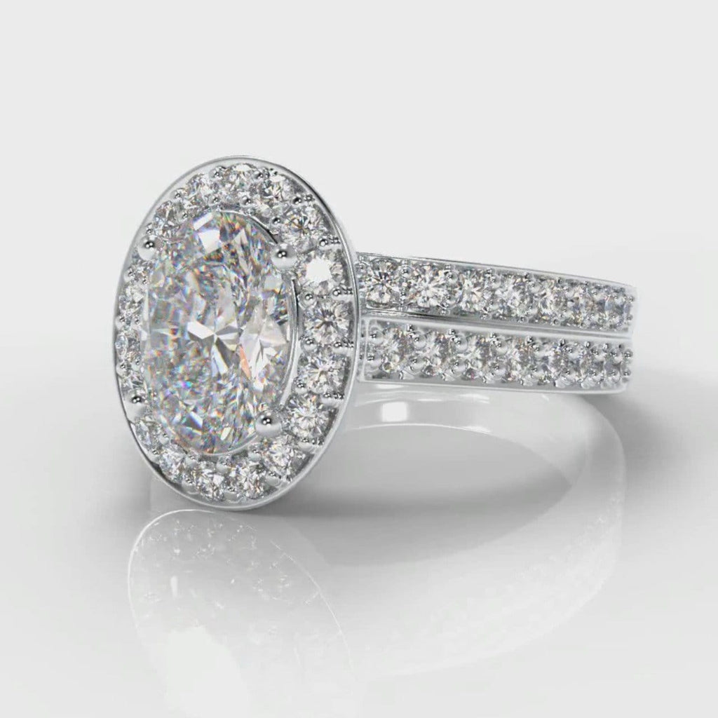 Pavé Oval Diamond Halo Bridal Set