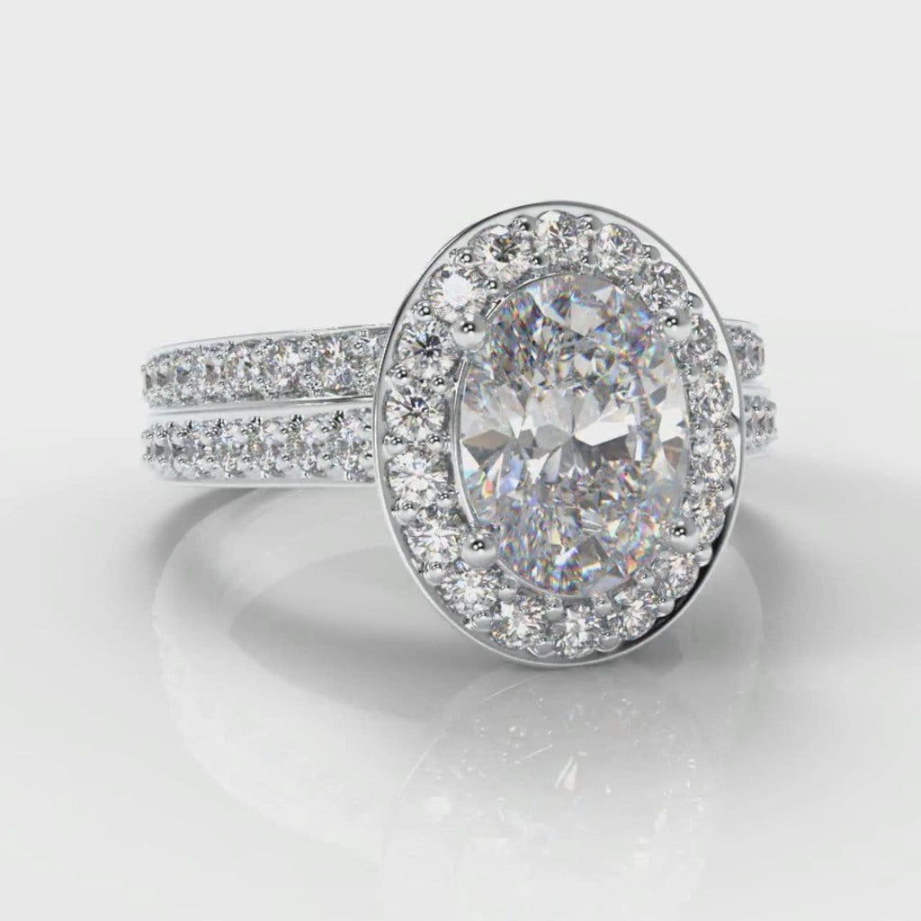 Pavé Oval Diamond Halo Bridal Set