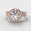 Pavé Round Brilliant Diamond Halo Bridal Set - Rose Gold