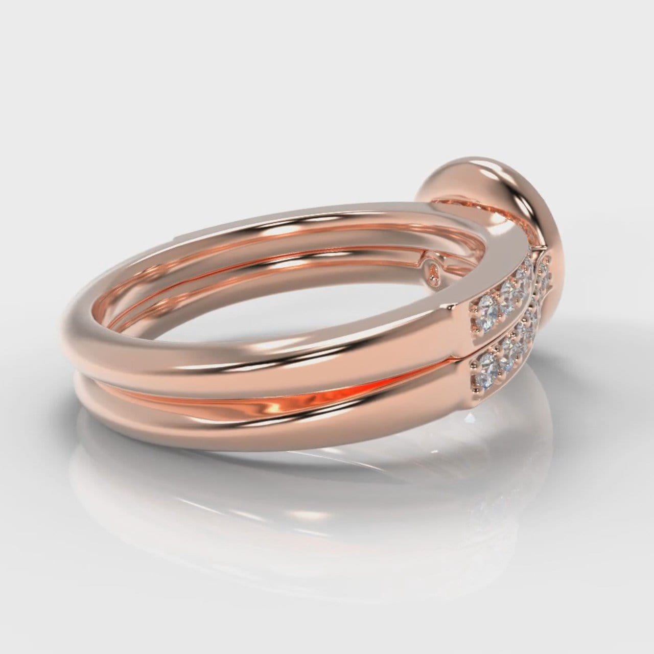 Pavé Round Brilliant Diamond Halo Bridal Set - Rose Gold