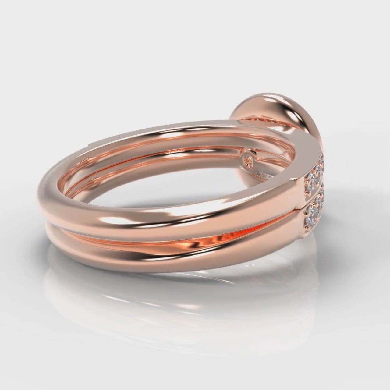 Pavé Round Brilliant Diamond Halo Bridal Set - Rose Gold