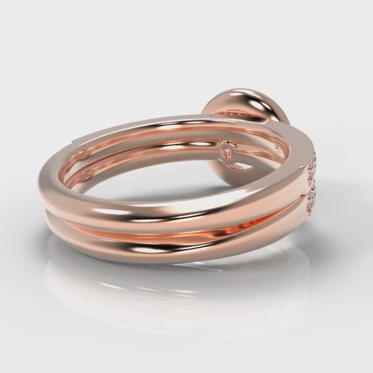 Pavé Round Brilliant Diamond Halo Bridal Set - Rose Gold