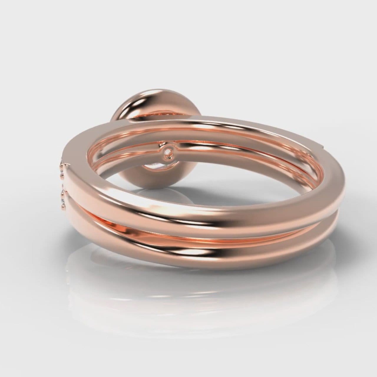 Pavé Round Brilliant Diamond Halo Bridal Set - Rose Gold