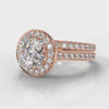 Pavé Round Brilliant Diamond Halo Bridal Set - Rose Gold