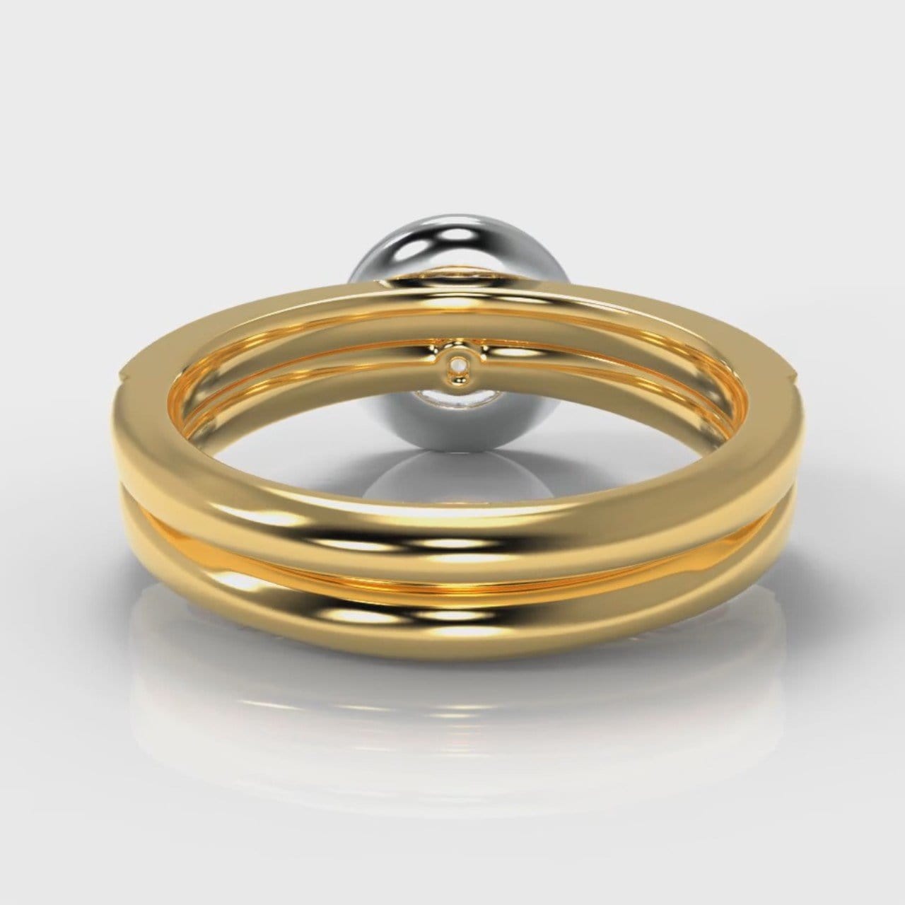 Pavé Round Brilliant Diamond Halo Bridal Set - Two Tone Yellow Gold