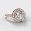 Pavé Round Brilliant Diamond Halo Engagement Ring - Rose Gold