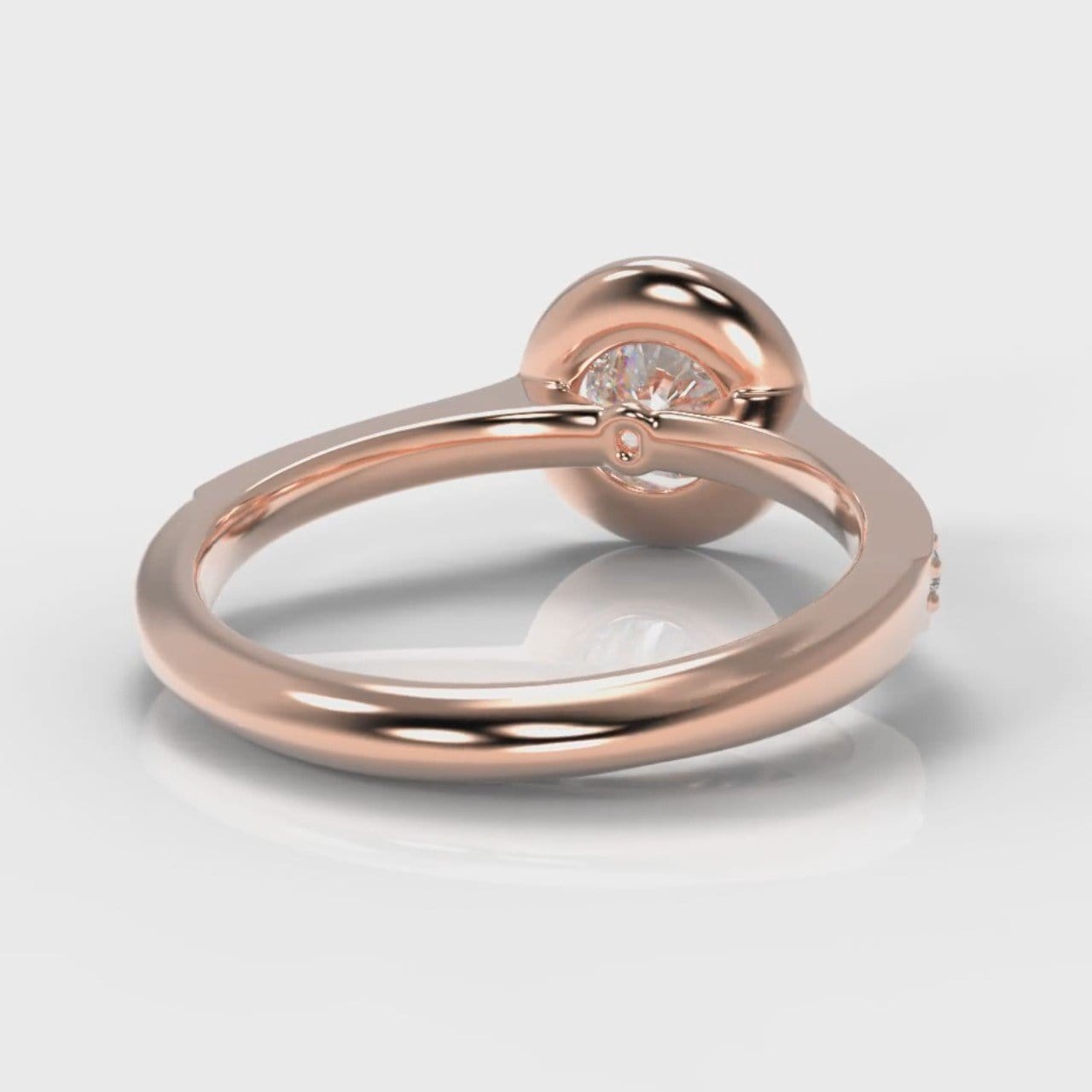 Pavé Round Brilliant Diamond Halo Engagement Ring - Rose Gold