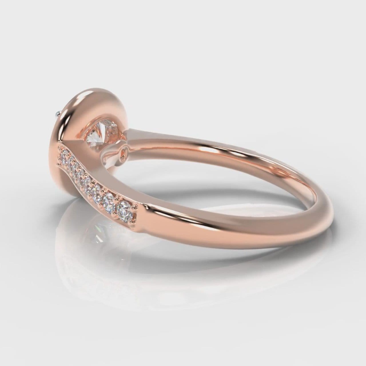 Pavé Round Brilliant Diamond Halo Engagement Ring - Rose Gold