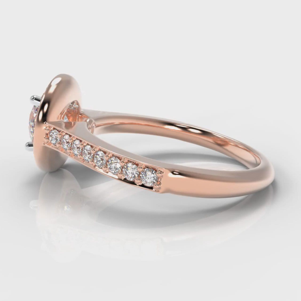 Pavé Round Brilliant Diamond Halo Engagement Ring - Rose Gold