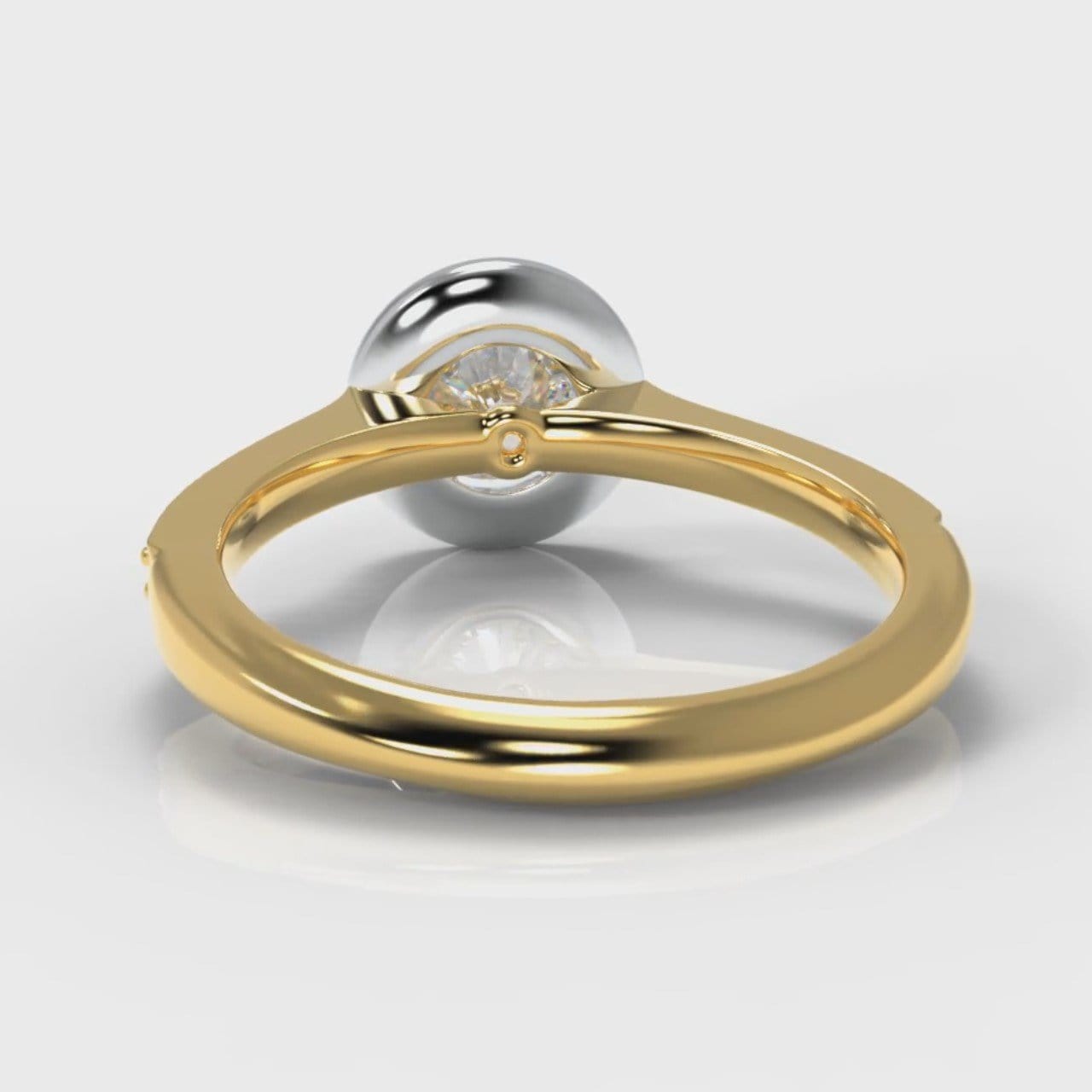 Pavé Round Brilliant Diamond Halo Engagement Ring - Two Tone Yellow Gold