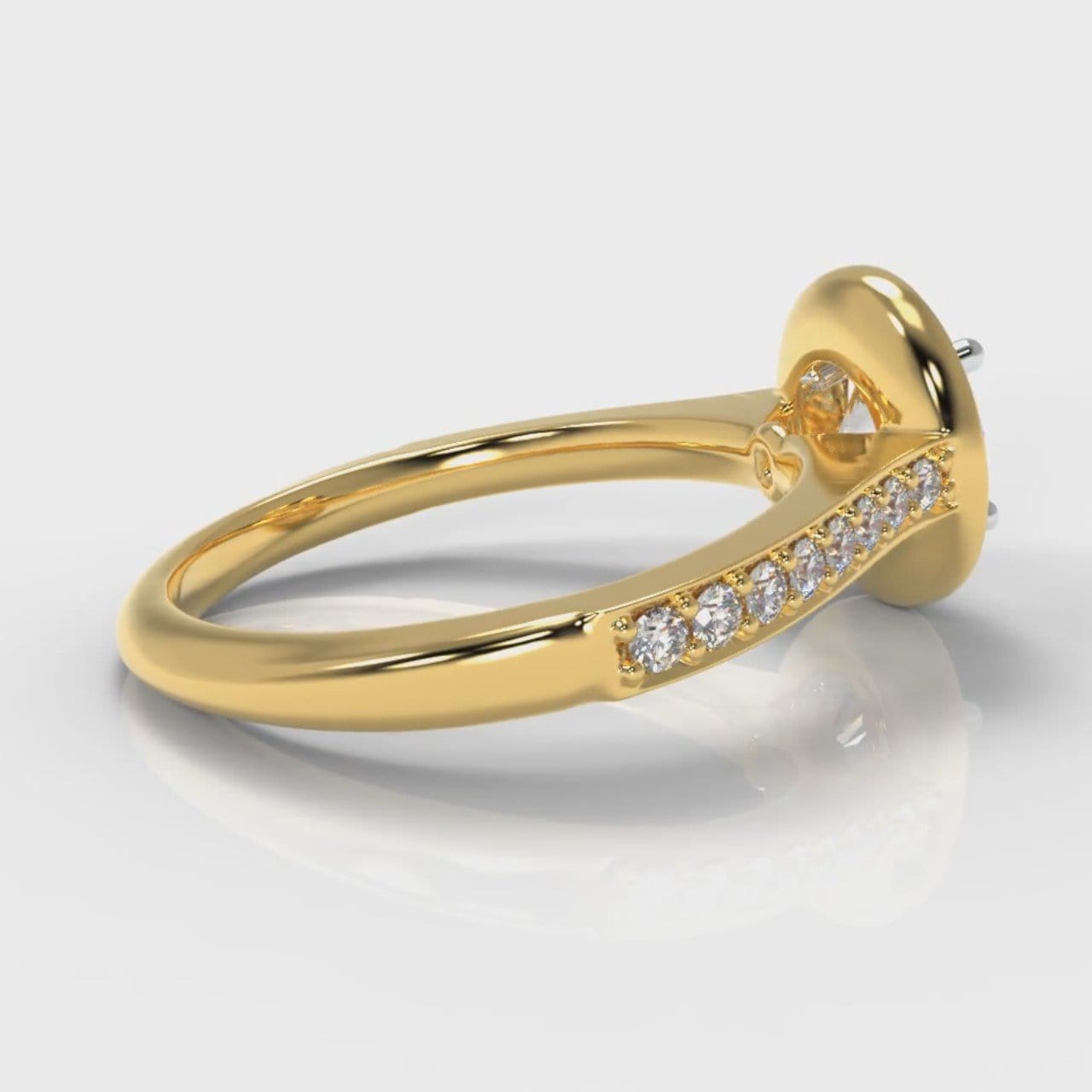 Pavé Round Brilliant Diamond Halo Engagement Ring - Yellow Gold