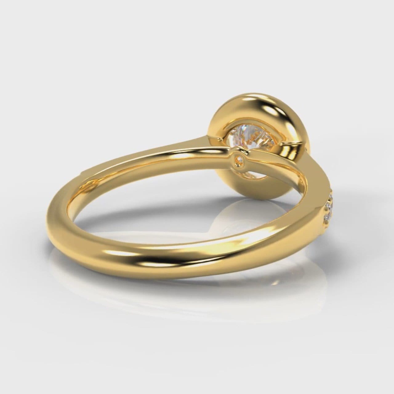 Pavé Round Brilliant Diamond Halo Engagement Ring - Yellow Gold