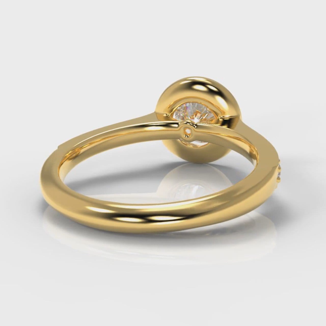 Pavé Round Brilliant Diamond Halo Engagement Ring - Yellow Gold
