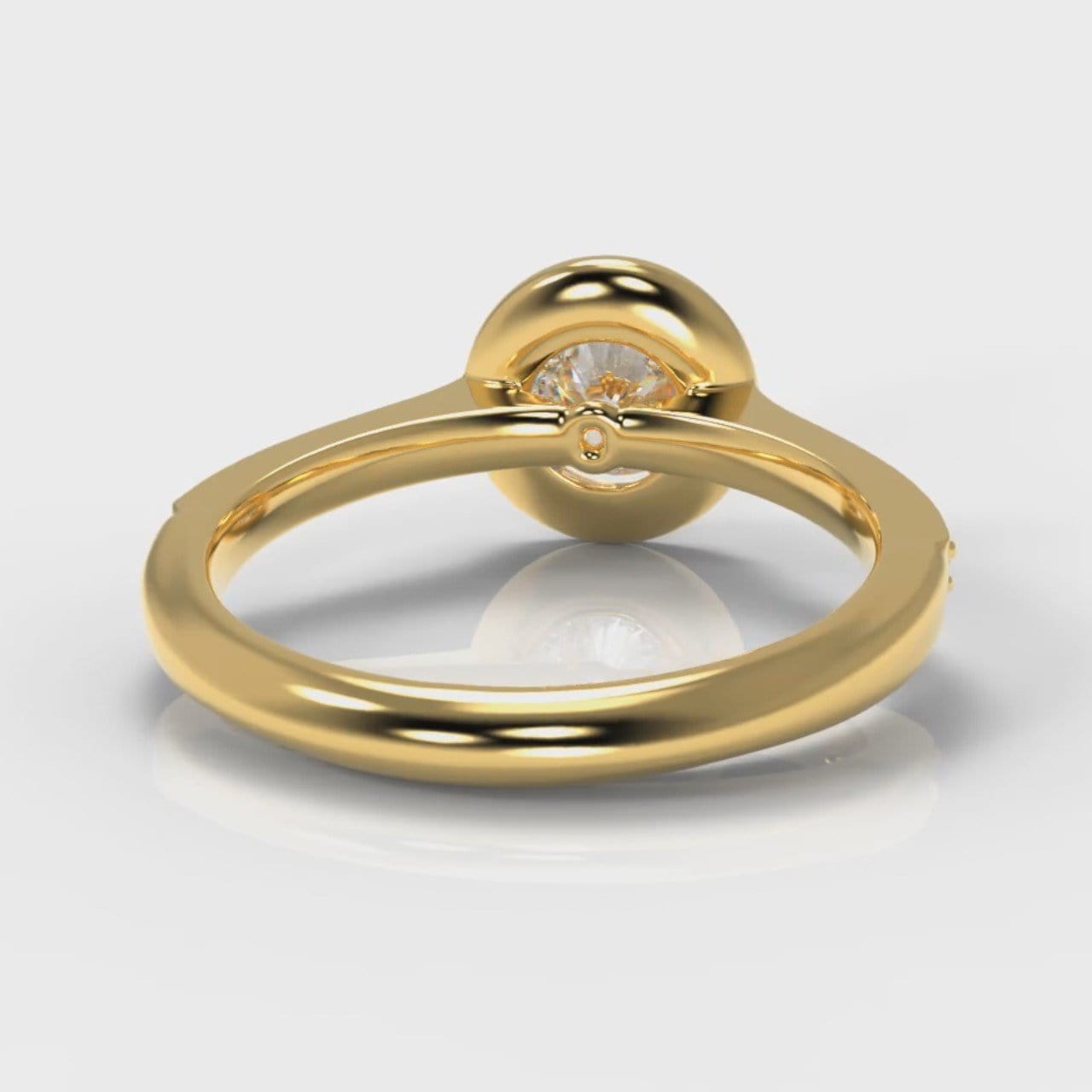 Pavé Round Brilliant Diamond Halo Engagement Ring - Yellow Gold