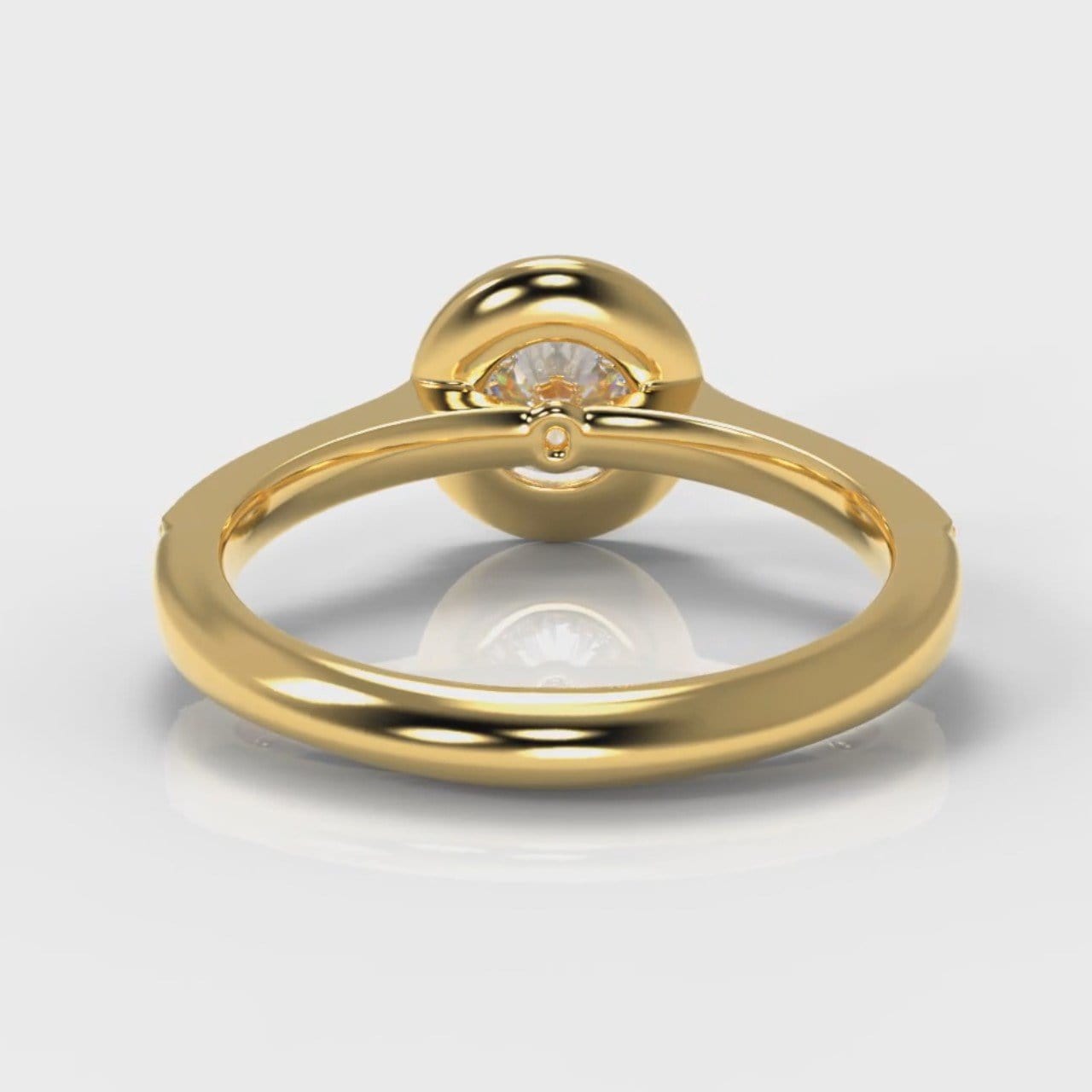 Pavé Round Brilliant Diamond Halo Engagement Ring - Yellow Gold