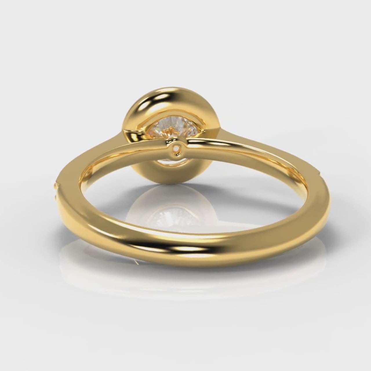 Pavé Round Brilliant Diamond Halo Engagement Ring - Yellow Gold